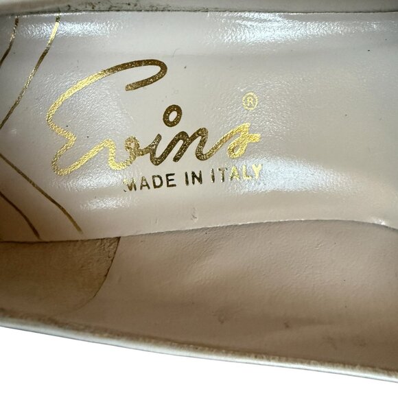 Evins ivory and tan leather cap toe classic pumps women's size 7 1/2 - Picture 8 of 11
